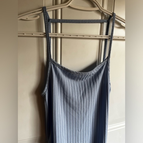 Blue Ribbed Open Back Romper - Picture 6 of 9